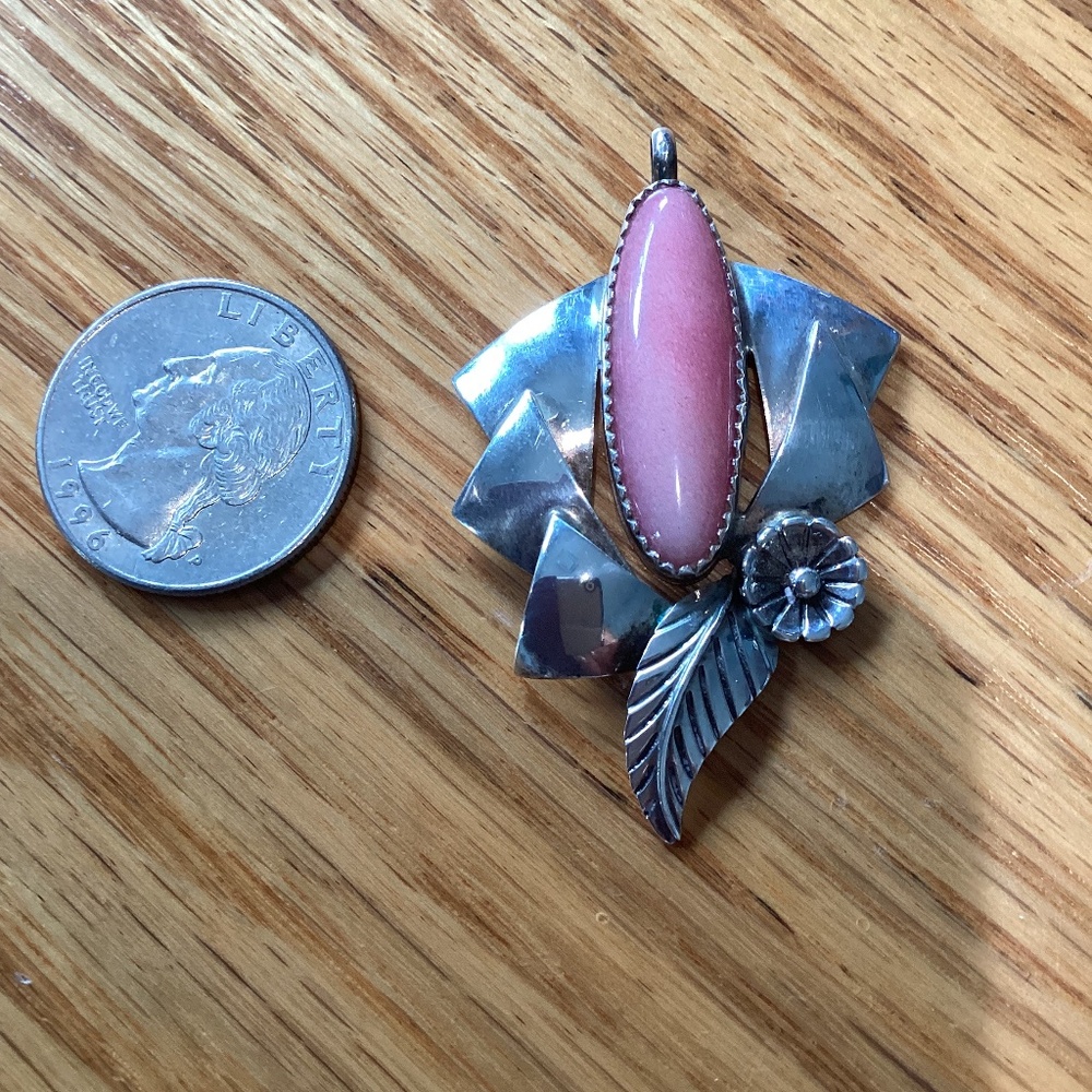 Sterling Pink Rhodochrosite Pendant handcrafted
